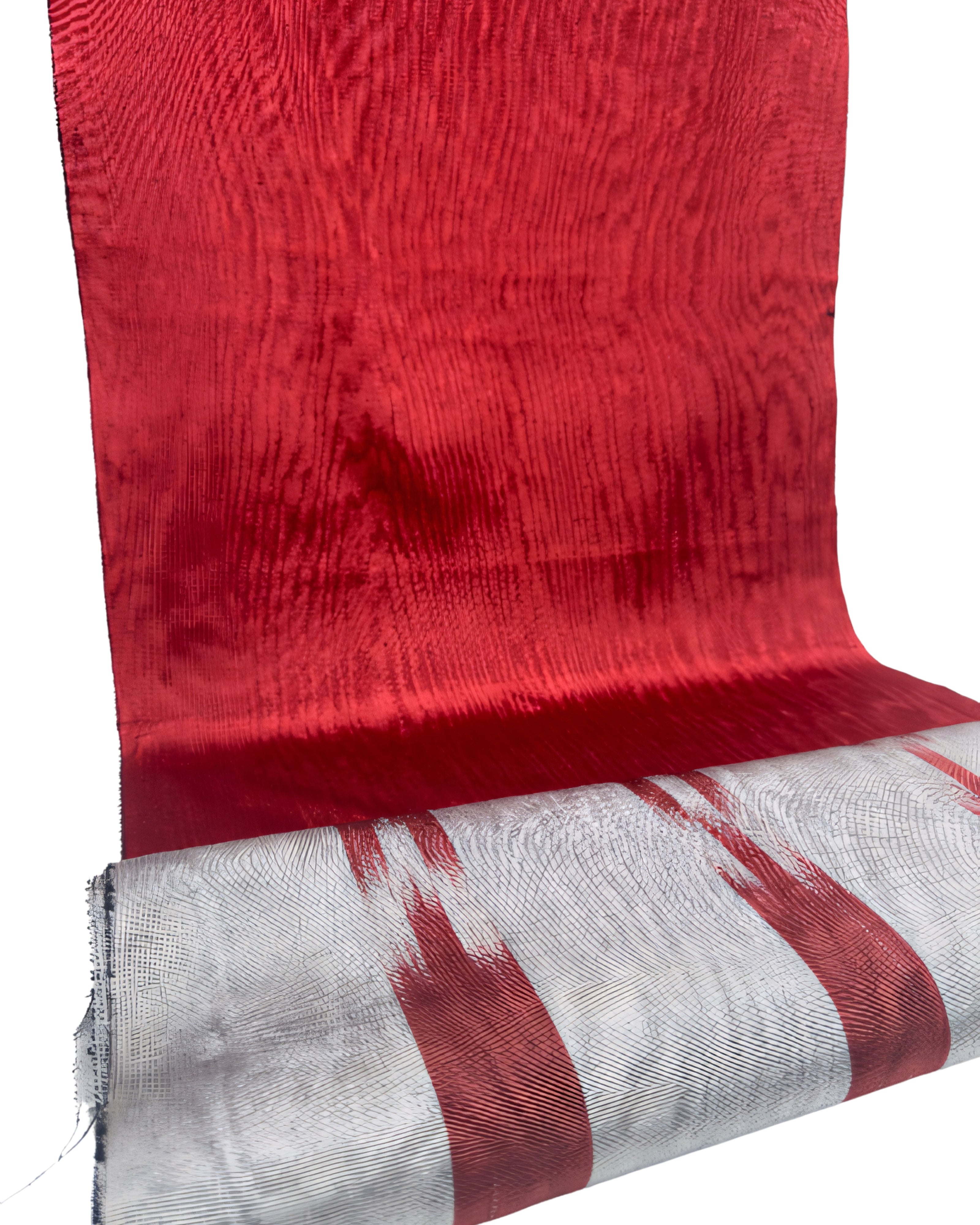 Red Silk Fabric, Moire Silk Fabric, Silk By The Yard. Watermark Pattern.