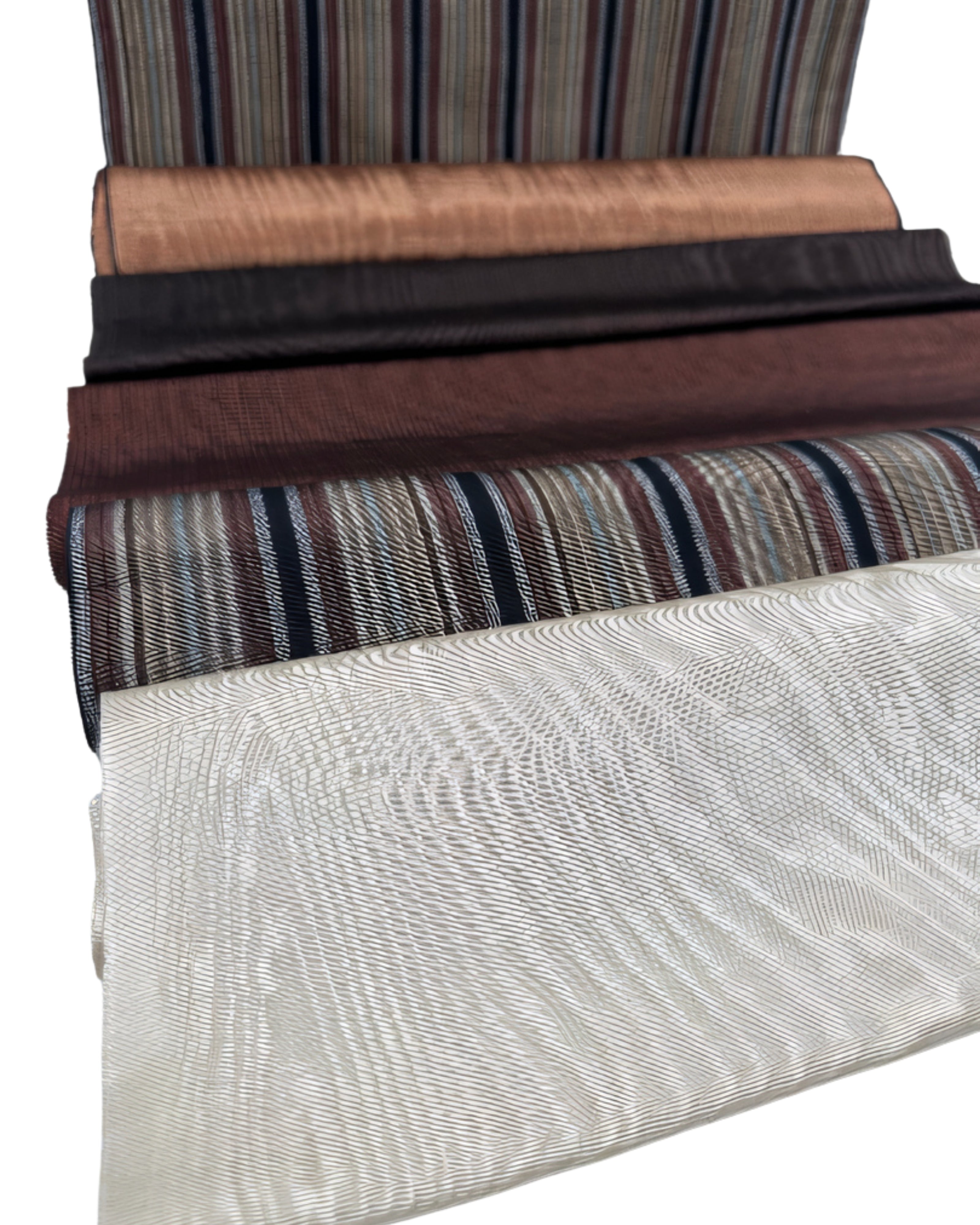 Ecru White Colour Silk Moire Home Textile Interior Fabrics, Watermark Pattern.