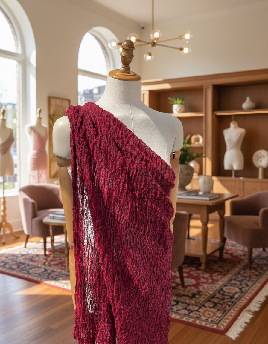 Red Textured Linen Fabric By The Yard Natural Fabrics.