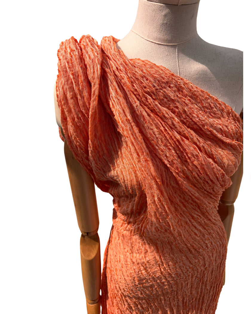 Orange Textured Linen Fabric By The Yard Natural Fabrics.