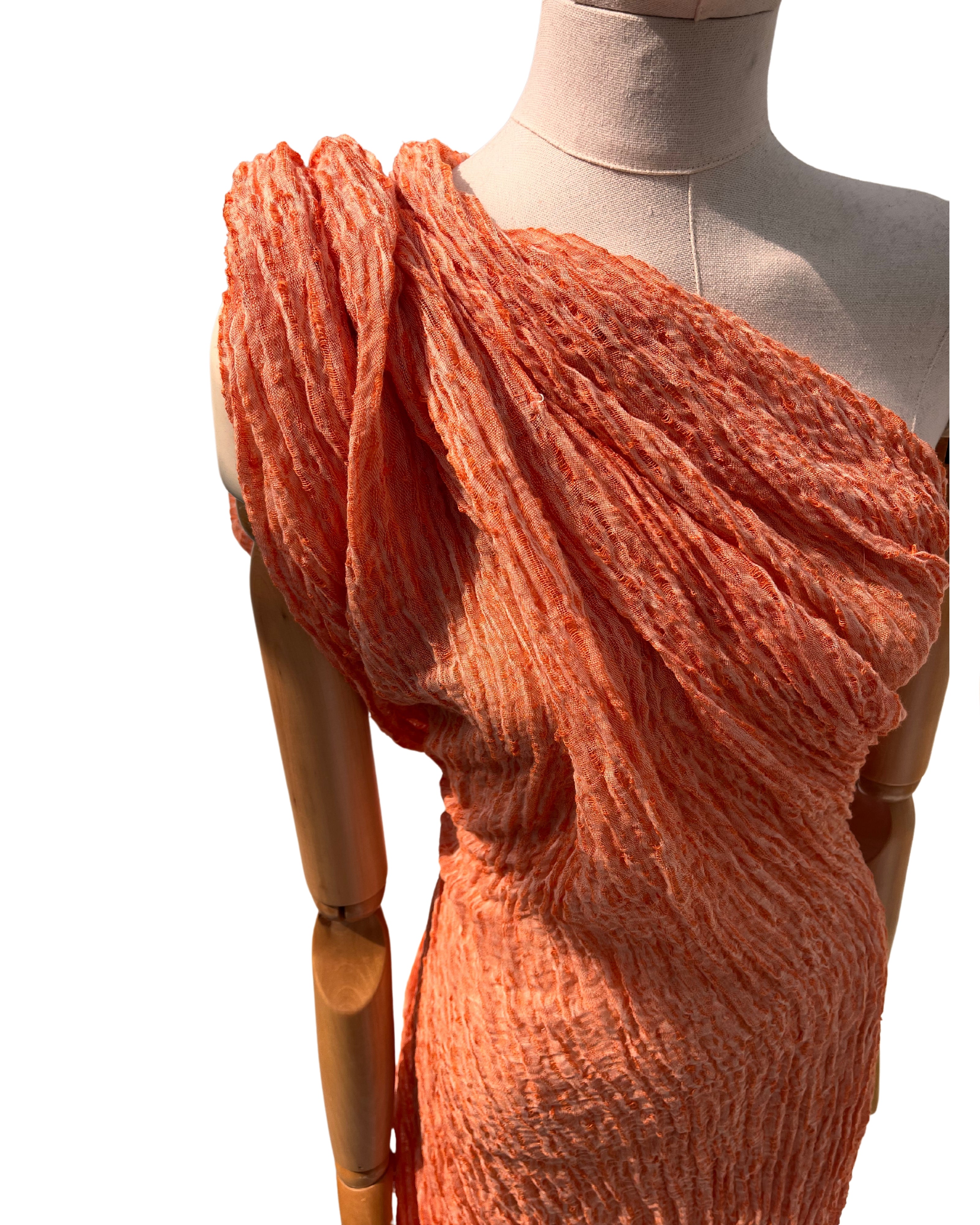 Orange Natural Sheer, Textured Cotton Linen Mix Special Fabrics.
