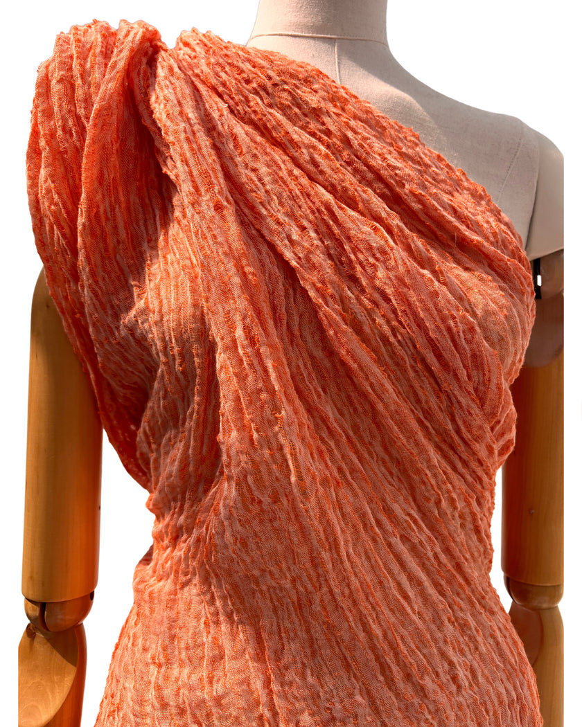 Orange Textured Linen Fabric By The Yard Natural Fabrics.