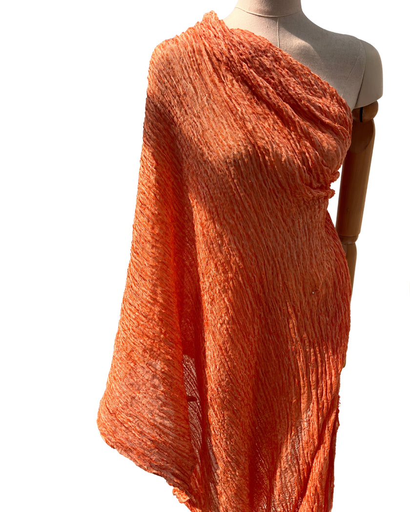 Orange Textured Linen Fabric By The Yard Natural Fabrics.