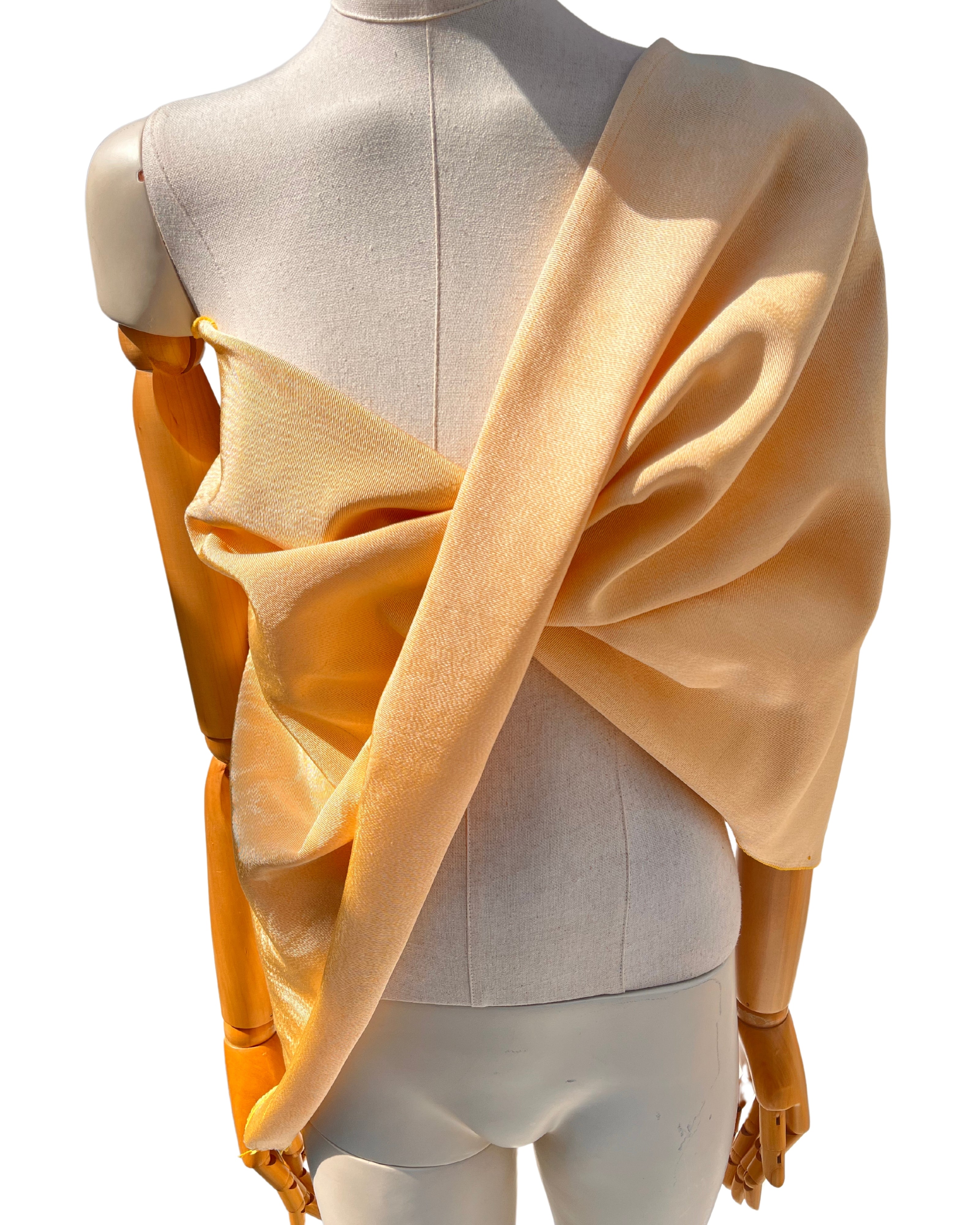 Yellow Silk Fabric, Moire Silk Fabric, Silk By The Yard. Watermark Pattern.