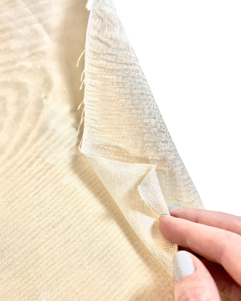 Ecru White Colour Silk Moire Home Textile Interior Fabrics, Watermark Pattern.