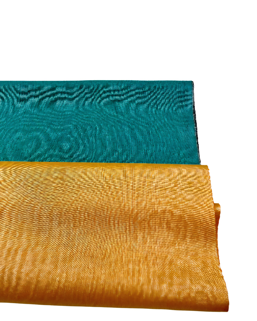 Yellow Silk Fabric, Moire Silk Fabric, Silk By The Yard. Watermark Pattern.
