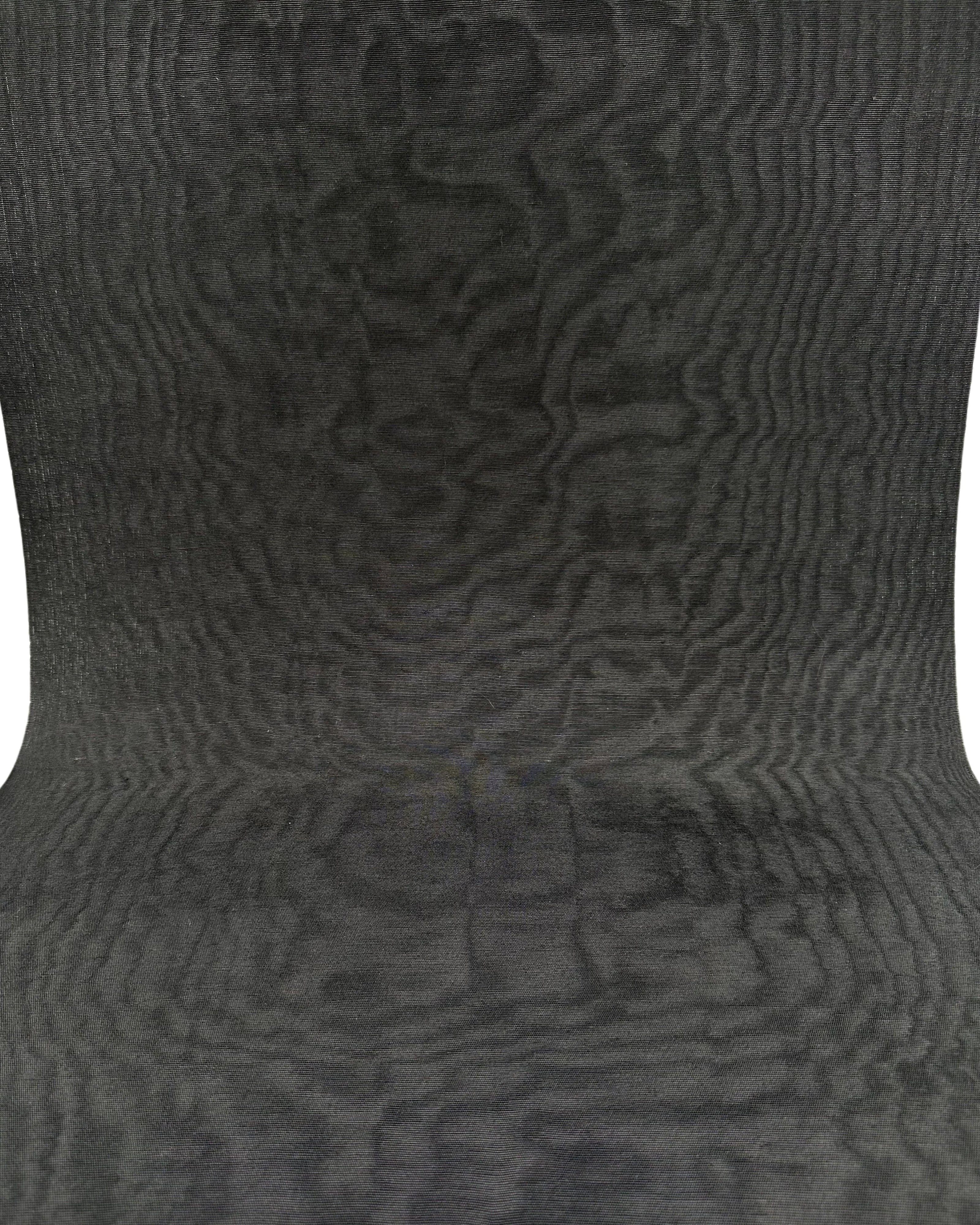 Black Silk Fabric, Moire Silk Fabric, Silk By The Yard. Watermark Pattern.