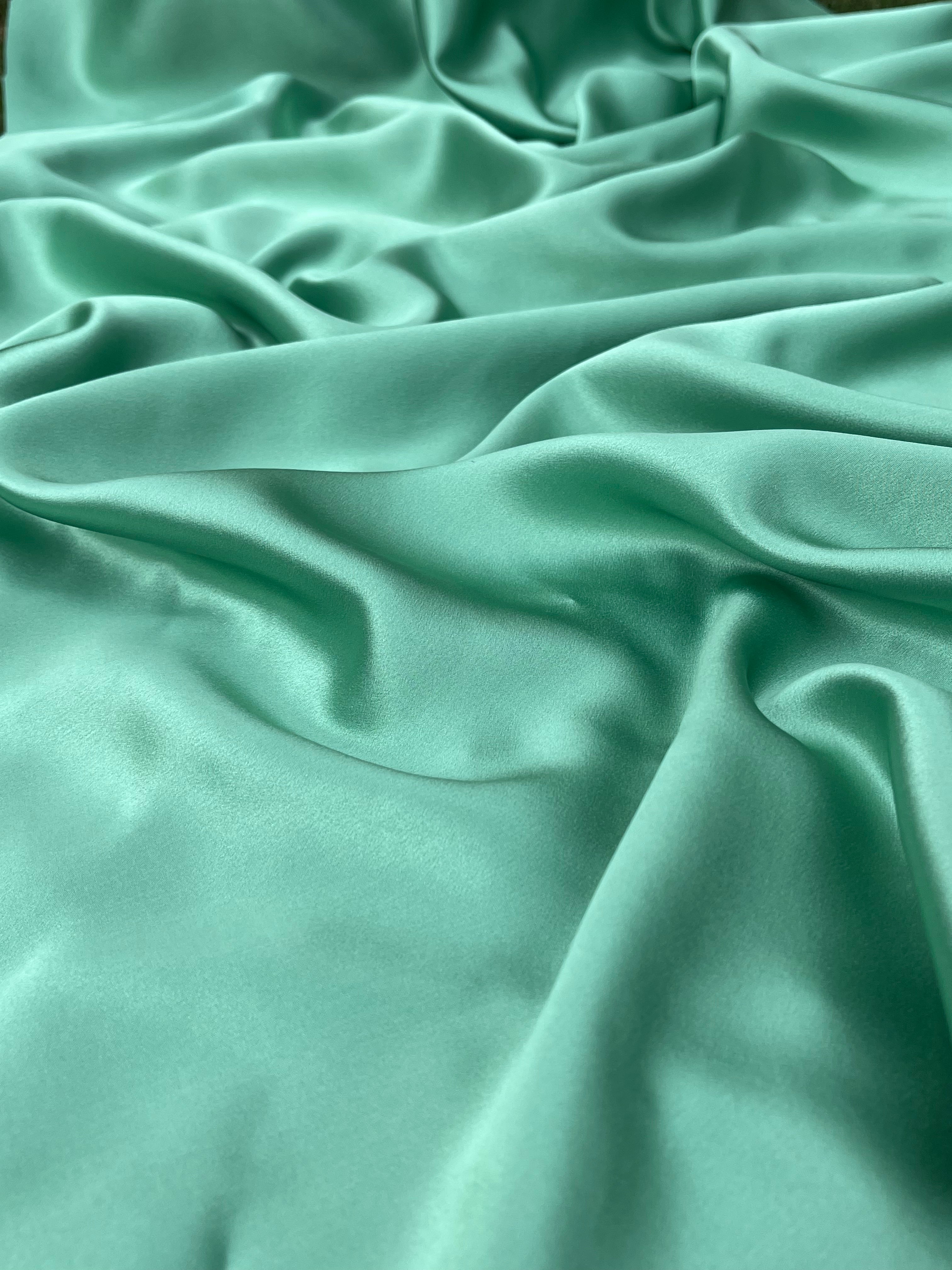 Spearmint Green Satin Pure Silk, Silk By The Yard.