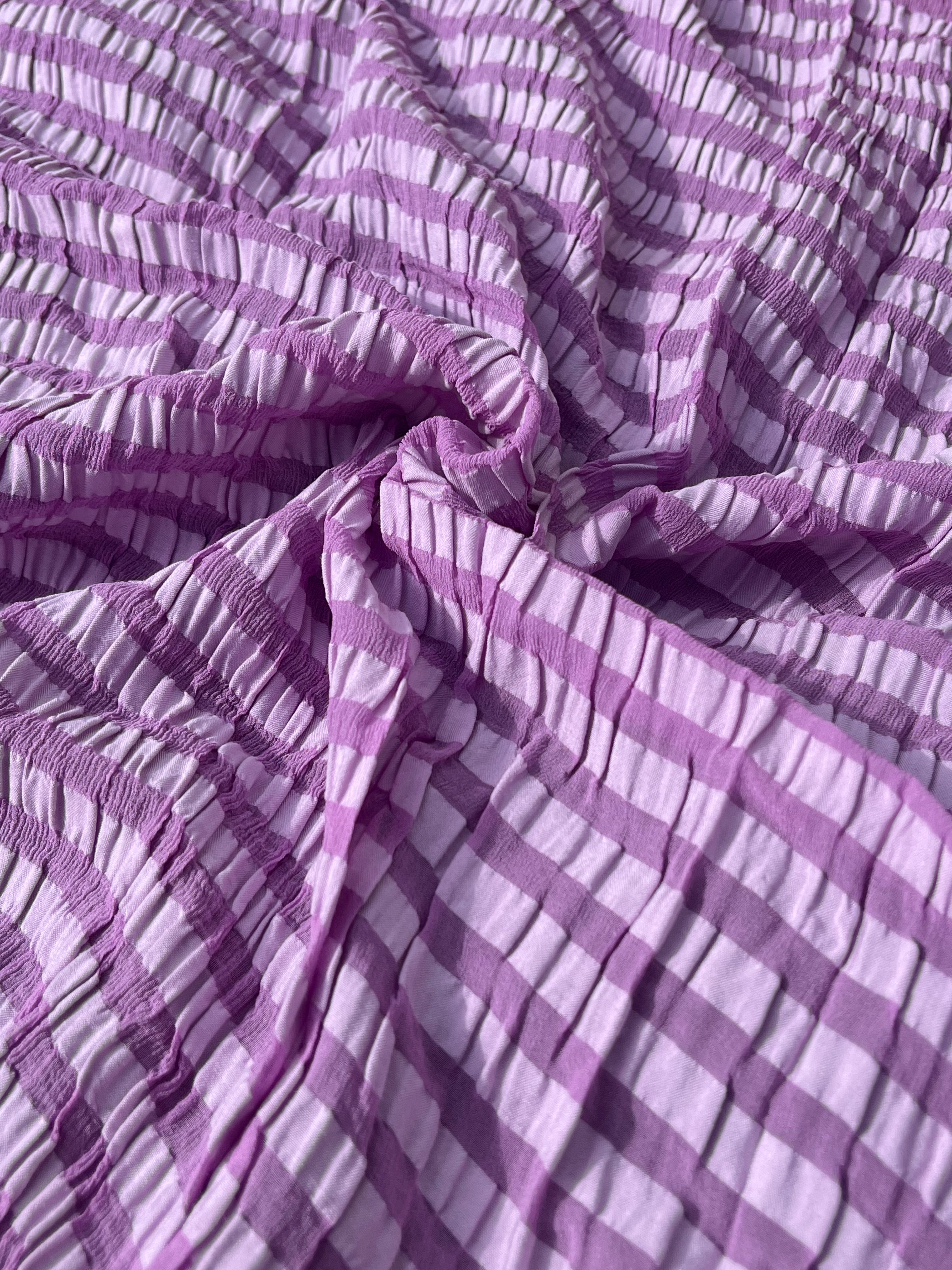 Stretchy Gingham Patterned Silk, Plaid Silk, Crinkle Silk, Seersucker Silk.
