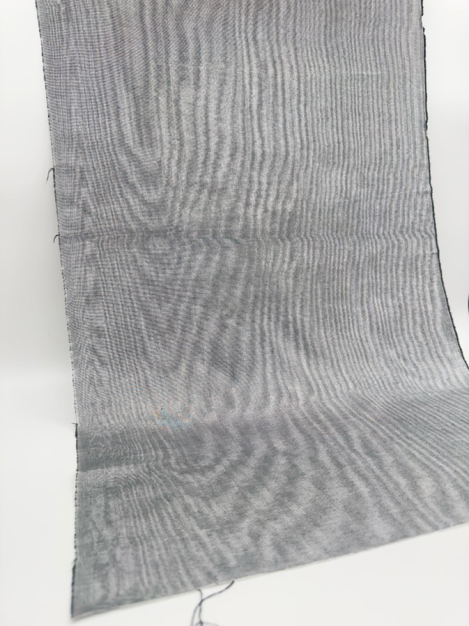 Silver Gray Silk Fabric, Moire Silk Fabric, Silk By The Yard. Watermark Pattern.