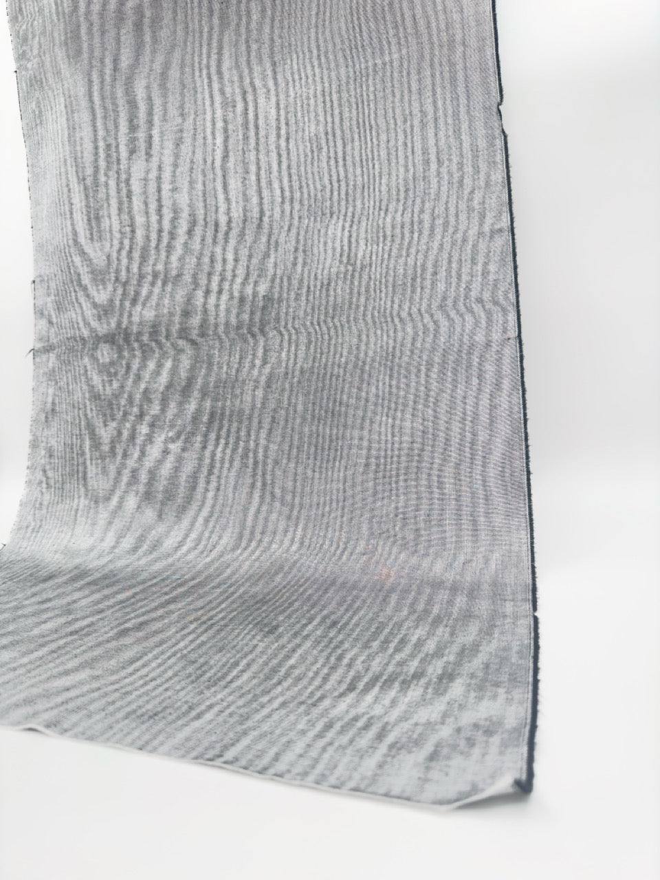 Silver Gray Silk Fabric, Moire Silk Fabric, Silk By The Yard. Watermark Pattern.