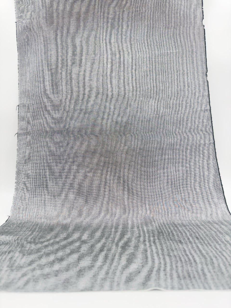Silver Gray Silk Fabric, Moire Silk Fabric, Silk By The Yard. Watermark Pattern.