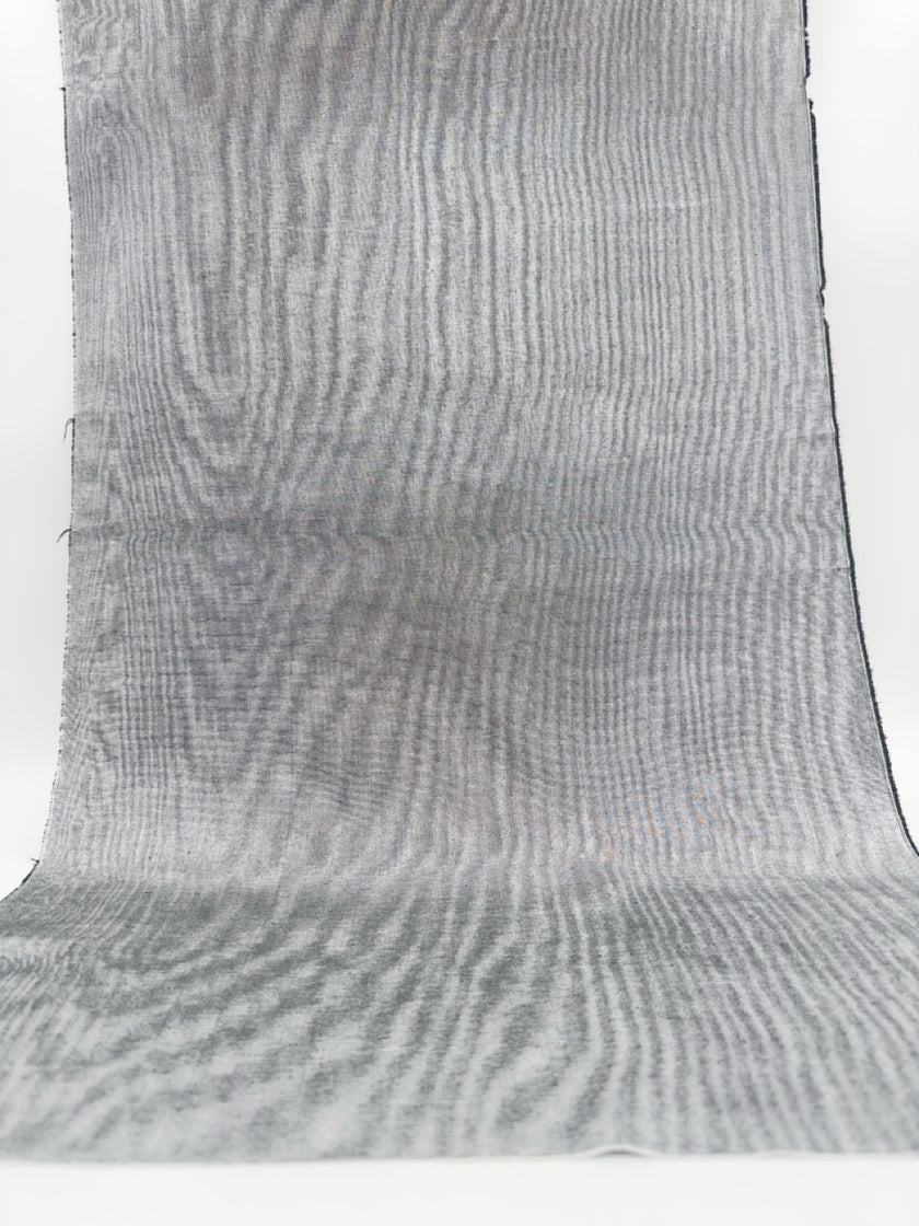 Silver Gray Silk Fabric, Moire Silk Fabric, Silk By The Yard. Watermark Pattern.