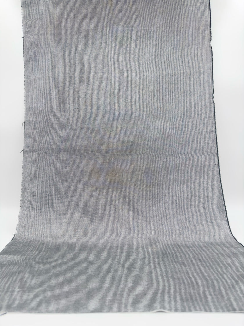 Silver Gray Silk Fabric, Moire Silk Fabric, Silk By The Yard. Watermark Pattern.
