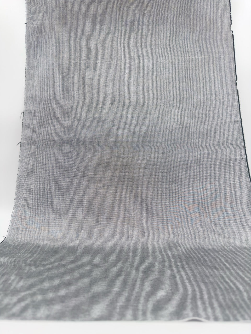 Silver Gray Silk Fabric, Moire Silk Fabric, Silk By The Yard. Watermark Pattern.