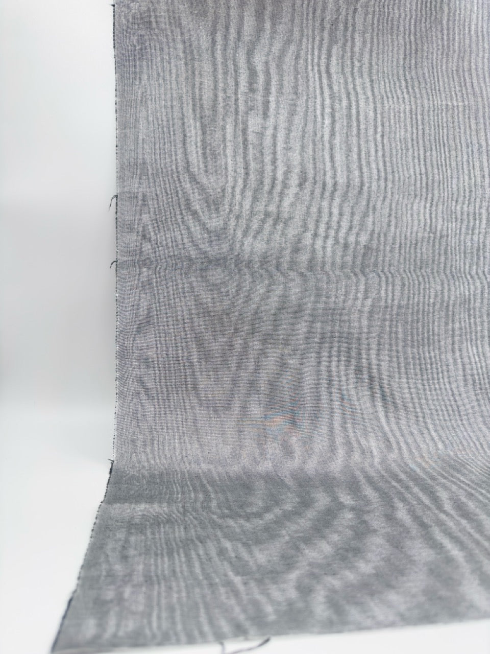 Silver Gray Silk Fabric, Moire Silk Fabric, Silk By The Yard. Watermark Pattern.