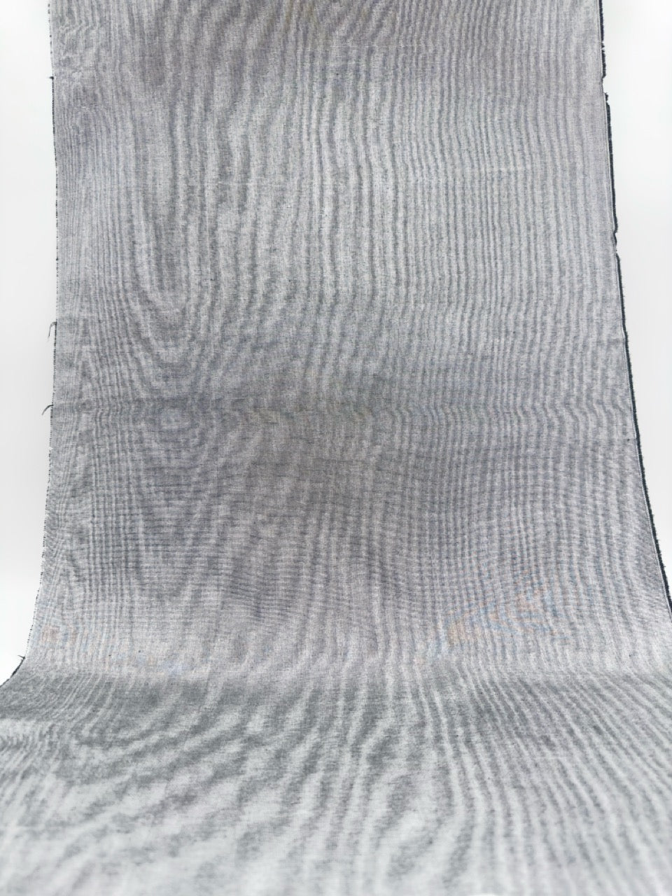 Silver Gray Silk Fabric, Moire Silk Fabric, Silk By The Yard. Watermark Pattern.