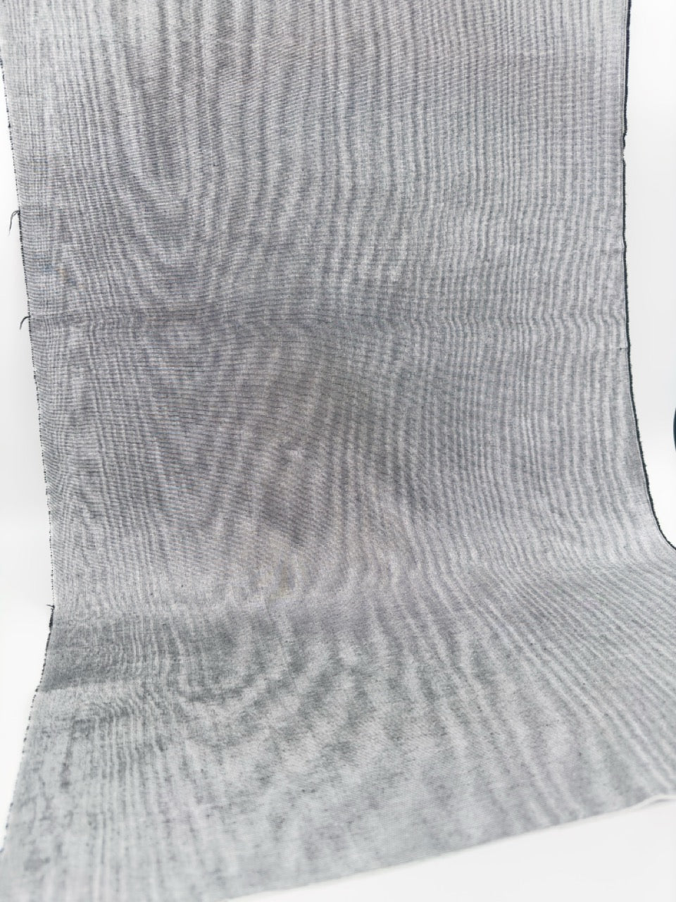 Silver Gray Silk Fabric, Moire Silk Fabric, Silk By The Yard. Watermark Pattern.