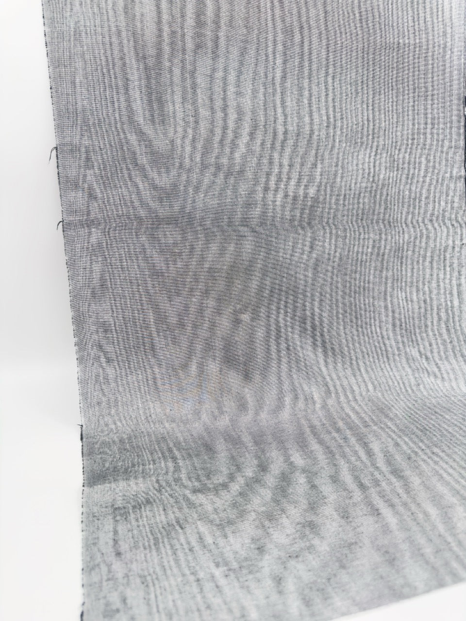 Silver Gray Silk Fabric, Moire Silk Fabric, Silk By The Yard. Watermark Pattern.