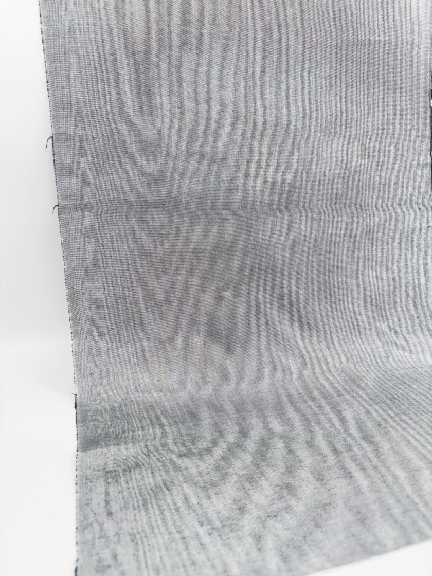 Silver Gray Silk Fabric, Moire Silk Fabric, Silk By The Yard. Watermark Pattern.