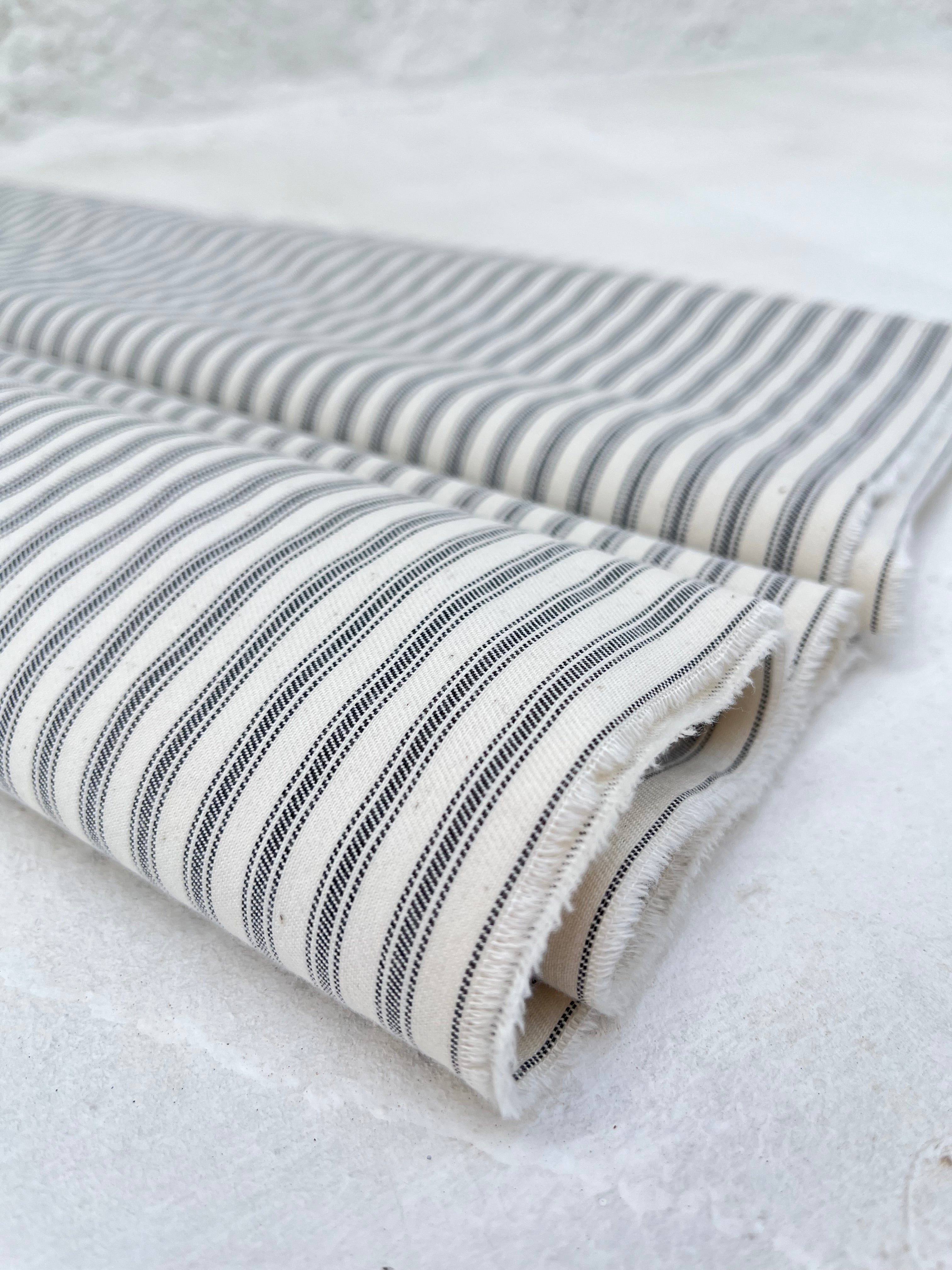 Heavy Weight Softened Cotton Fabric By The Yard - Upholstery Striped 280/m2