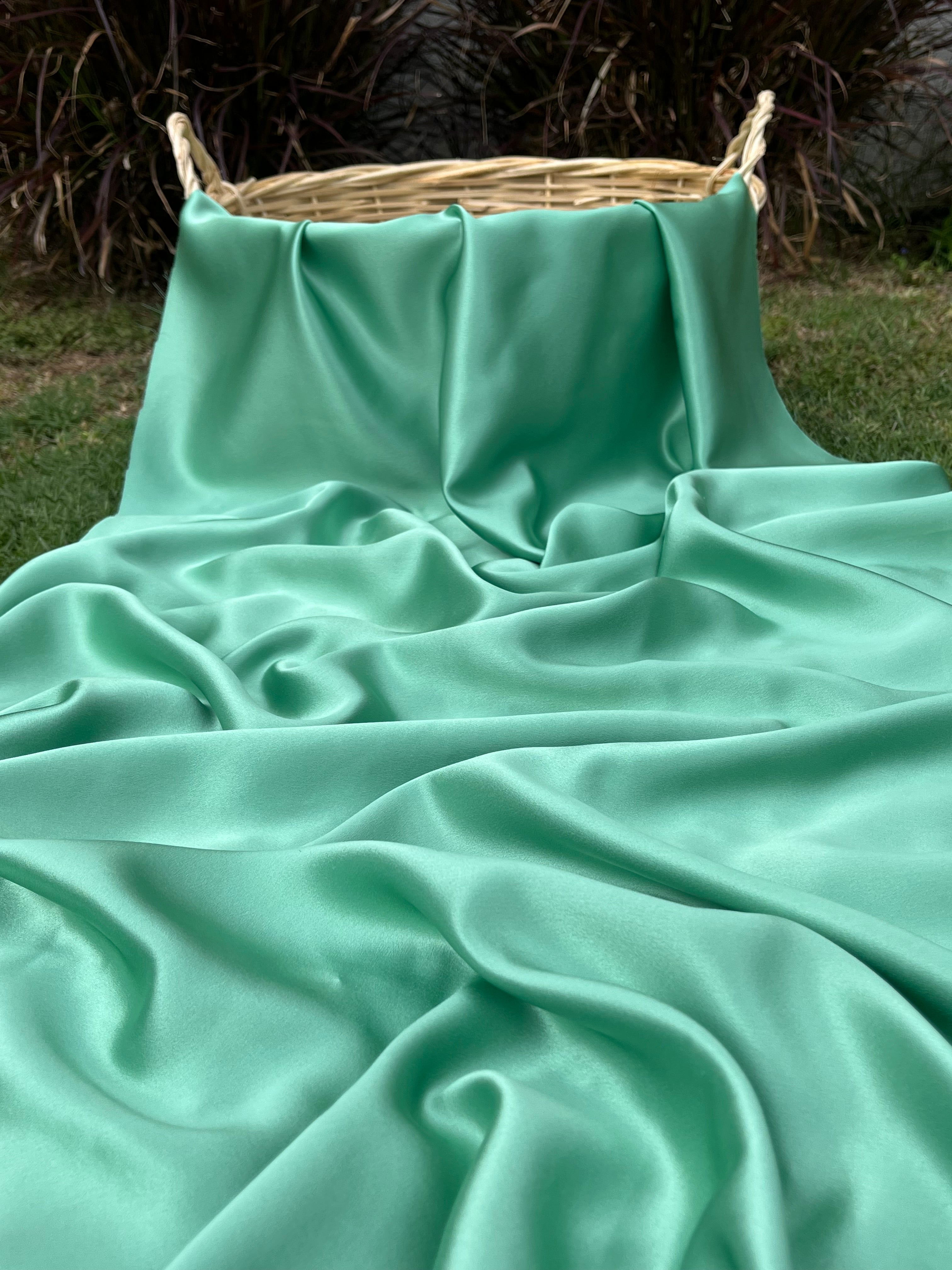 Spearmint Green Satin Pure Silk, Silk By The Yard.