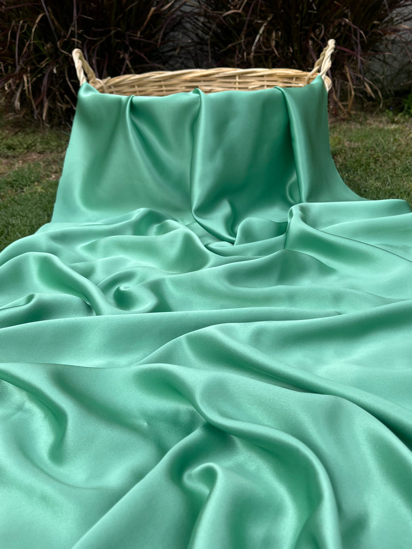 Spearmint Green Satin Pure Silk, Silk By The Yard.