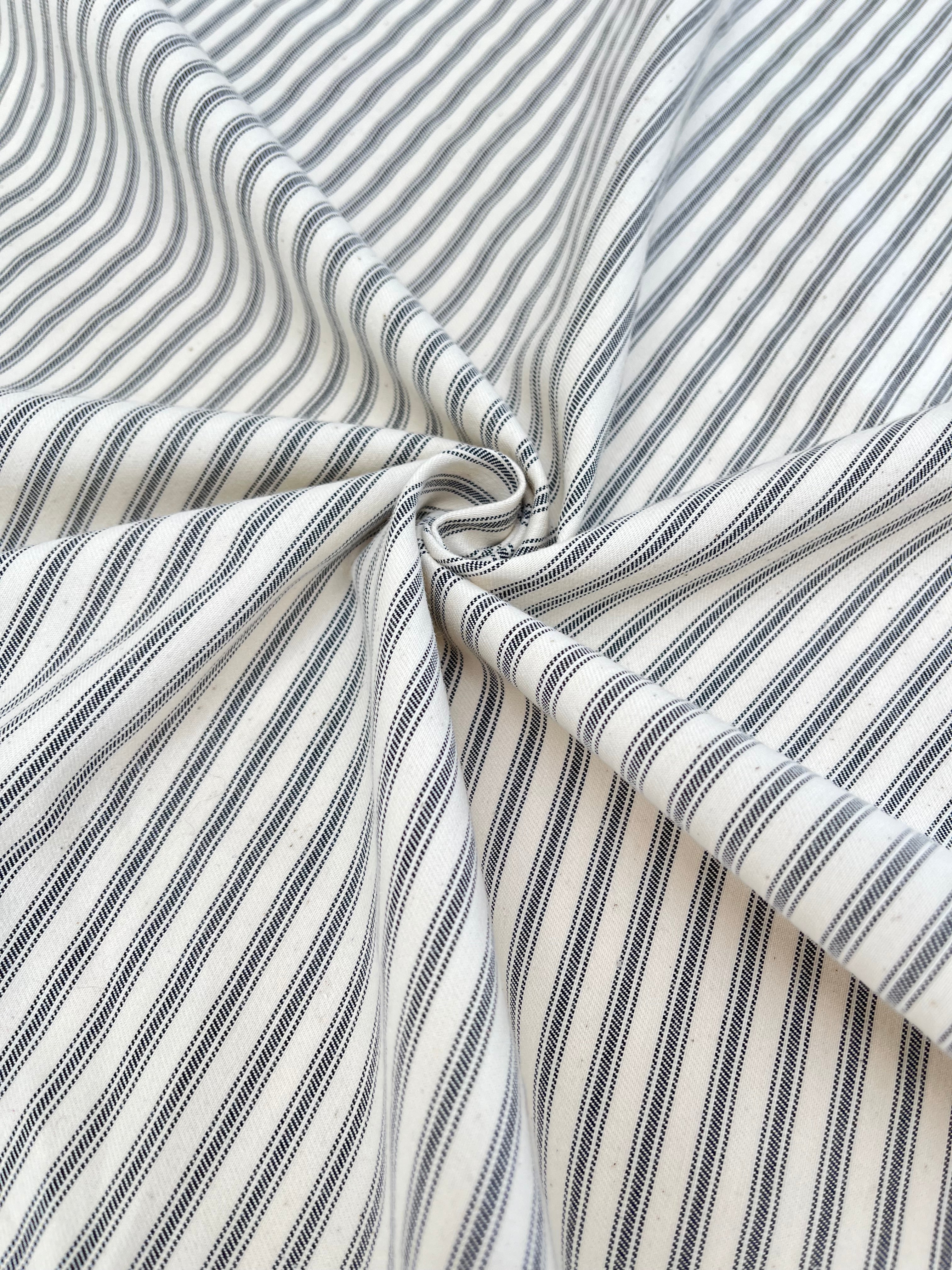 Heavy Weight Softened Cotton Fabric By The Yard - Upholstery Striped 280/m2