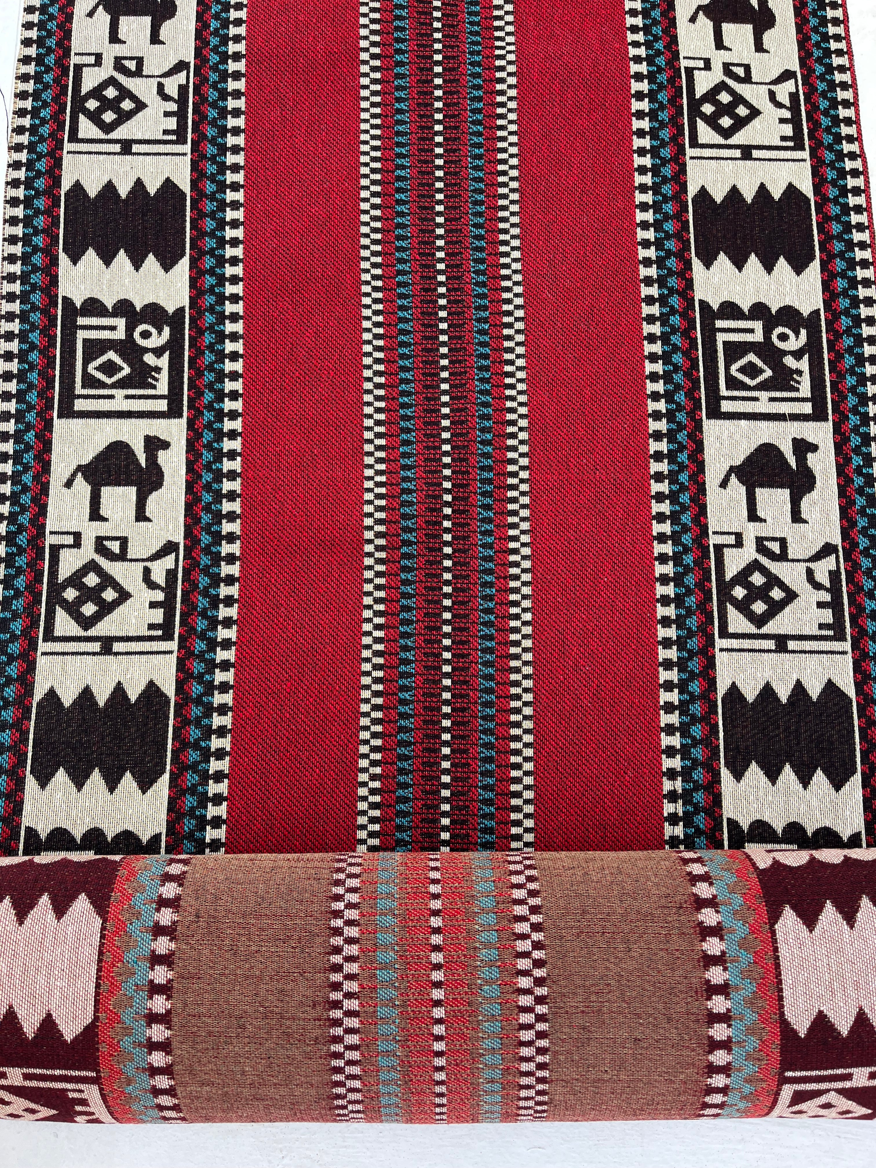Ağır Ağırlık Kalın Jakarlı Pamuklu Kumaş Metre 400/m2 - Döşemelik Geleneksel Anadolu Etnik Desenli - Döşemelik Kumaşlar. %70 Pamuk %30 Polyester - 140 cm Genişlik. Halı Dokuma Mavi, Kırmızı, Sarı, Siyah Çok Renkli Seçenekler