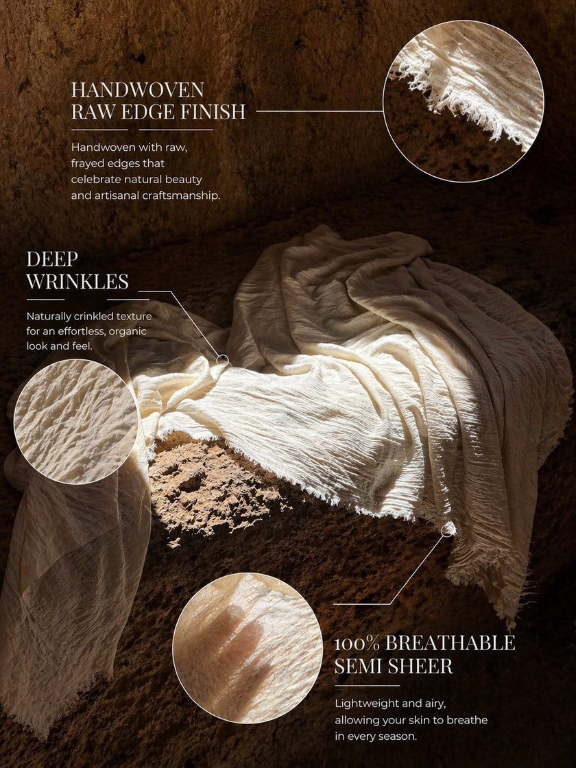 Ivory Unbleached Gauze Organic Cotton Fabric By The Meter.