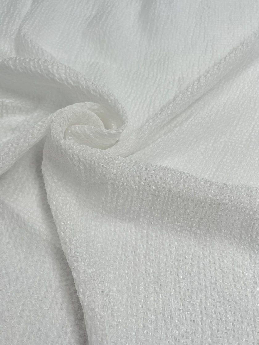 Transparent White Crinkle Effect Satin Pure Silk.
