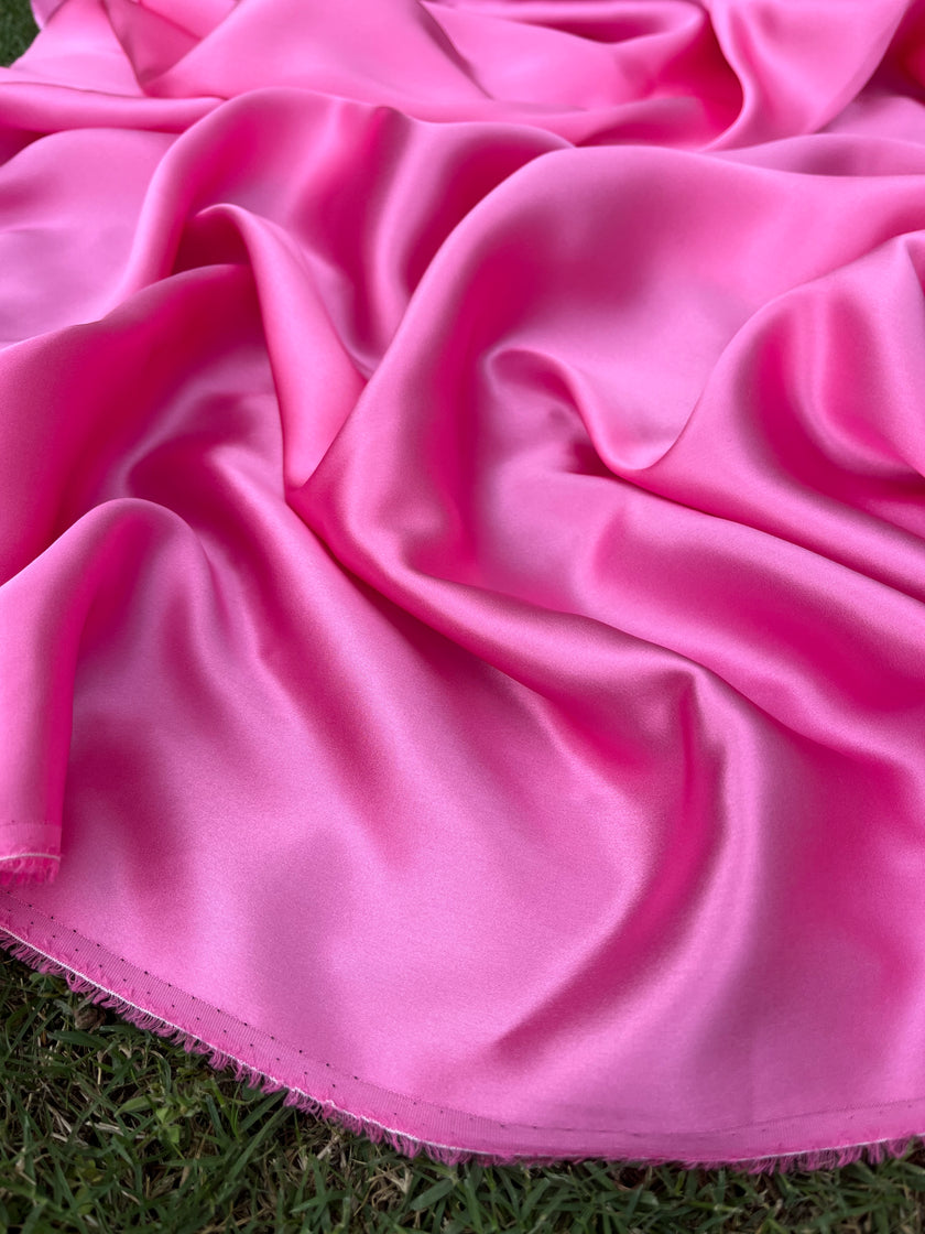 Pink Satin Pure Silk, Silk By The Yard, Silk Chiffon, Mulberry Silk.