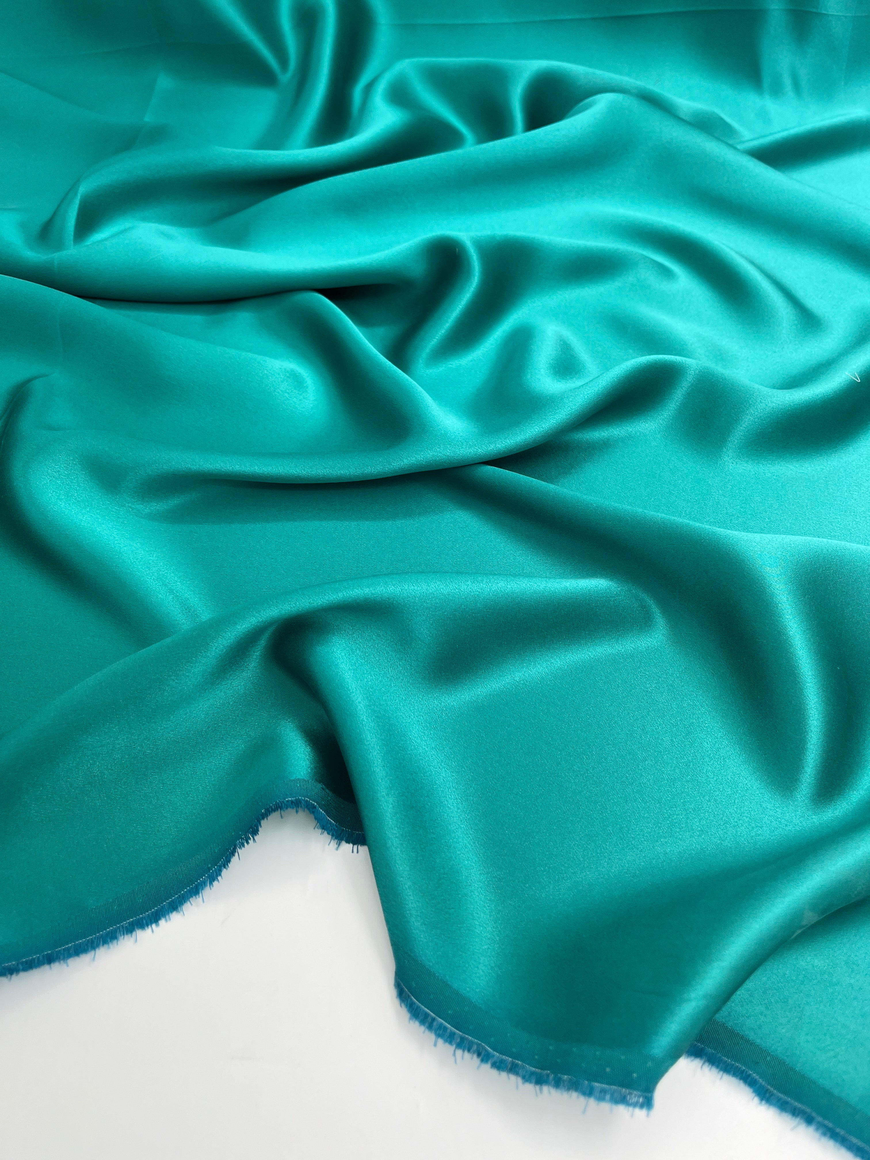 Emerald Green Satin Pure Silk, Silk By The Yard.