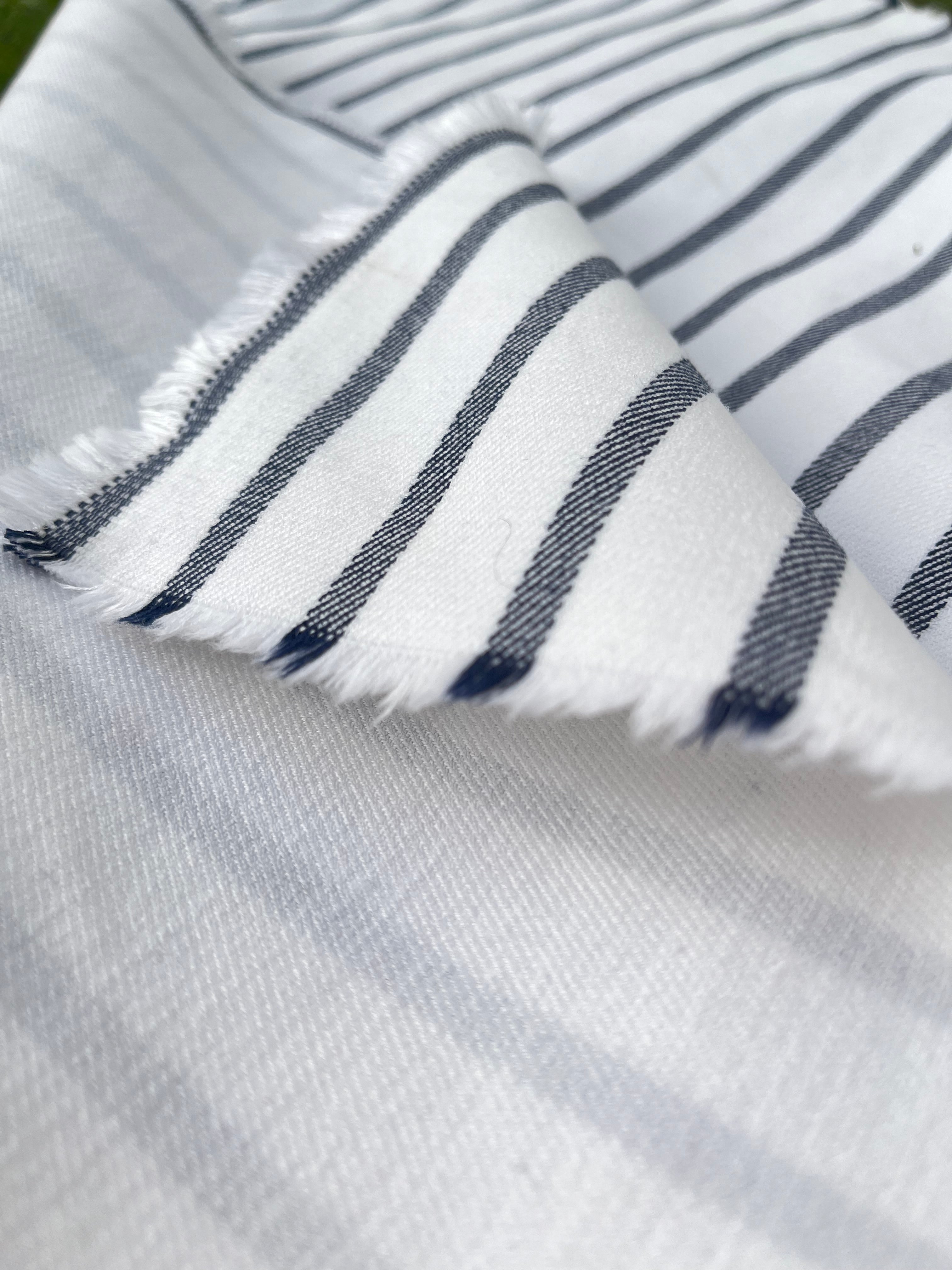 Heavy Weight Softened Cotton Fabric By The Yard- Upholstery Striped /400/gr