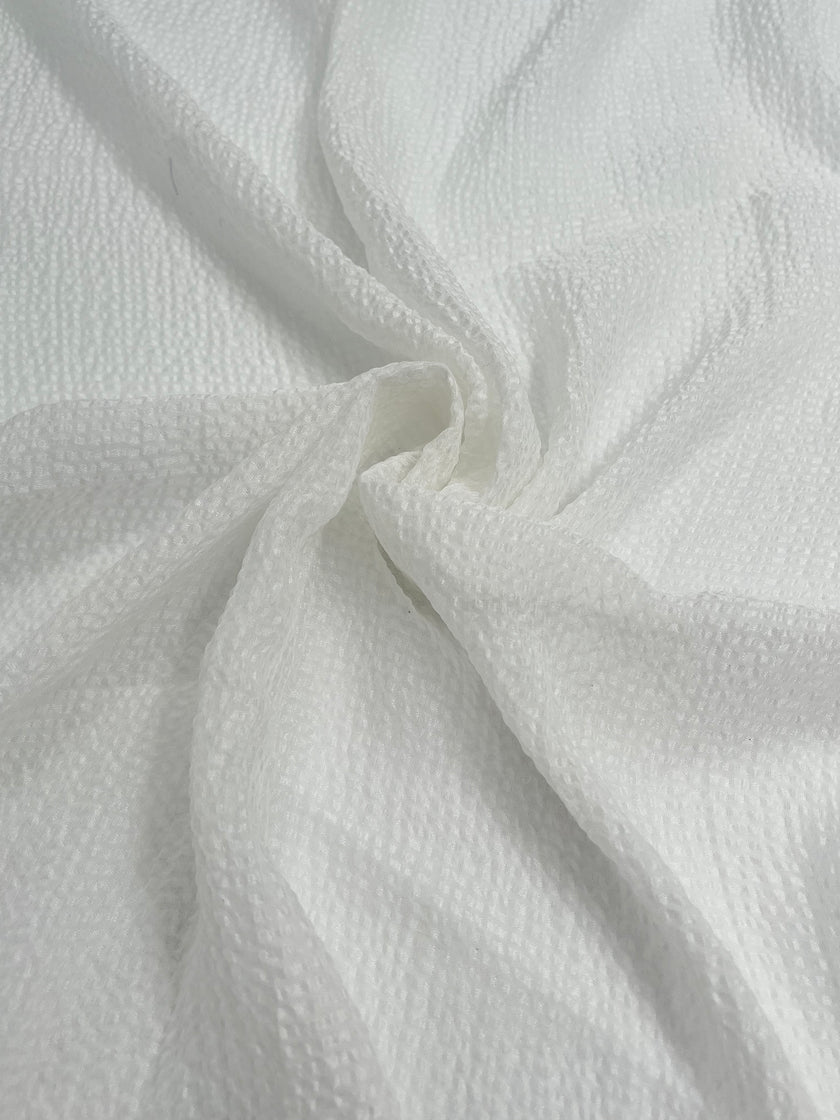 Transparent White Crinkle Effect Satin Pure Silk.