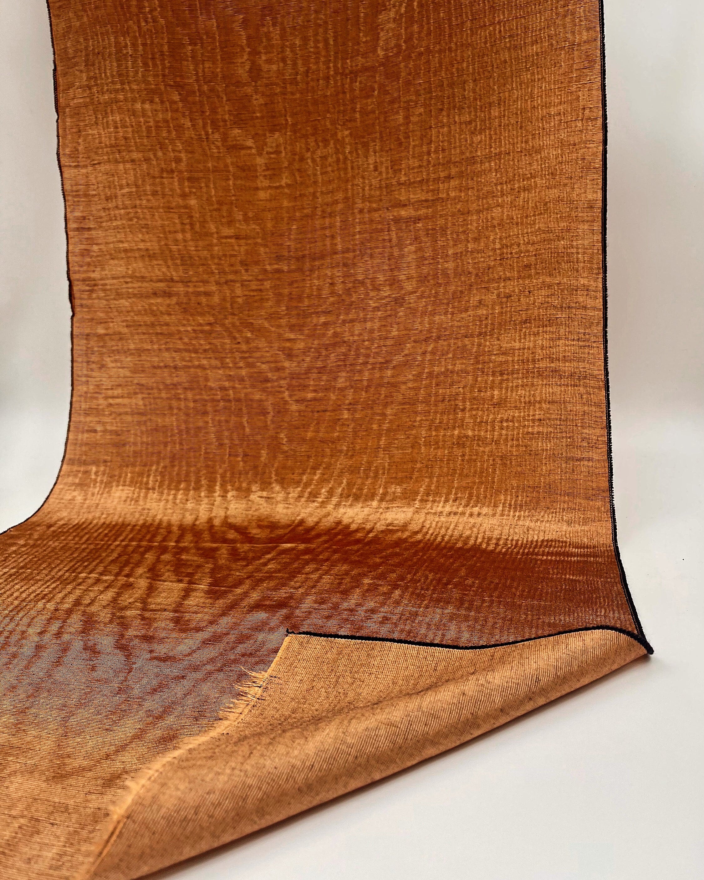 Cinnamon Silk Fabric, Moire Silk Fabric, Silk By The Yard. Watermark Pattern.