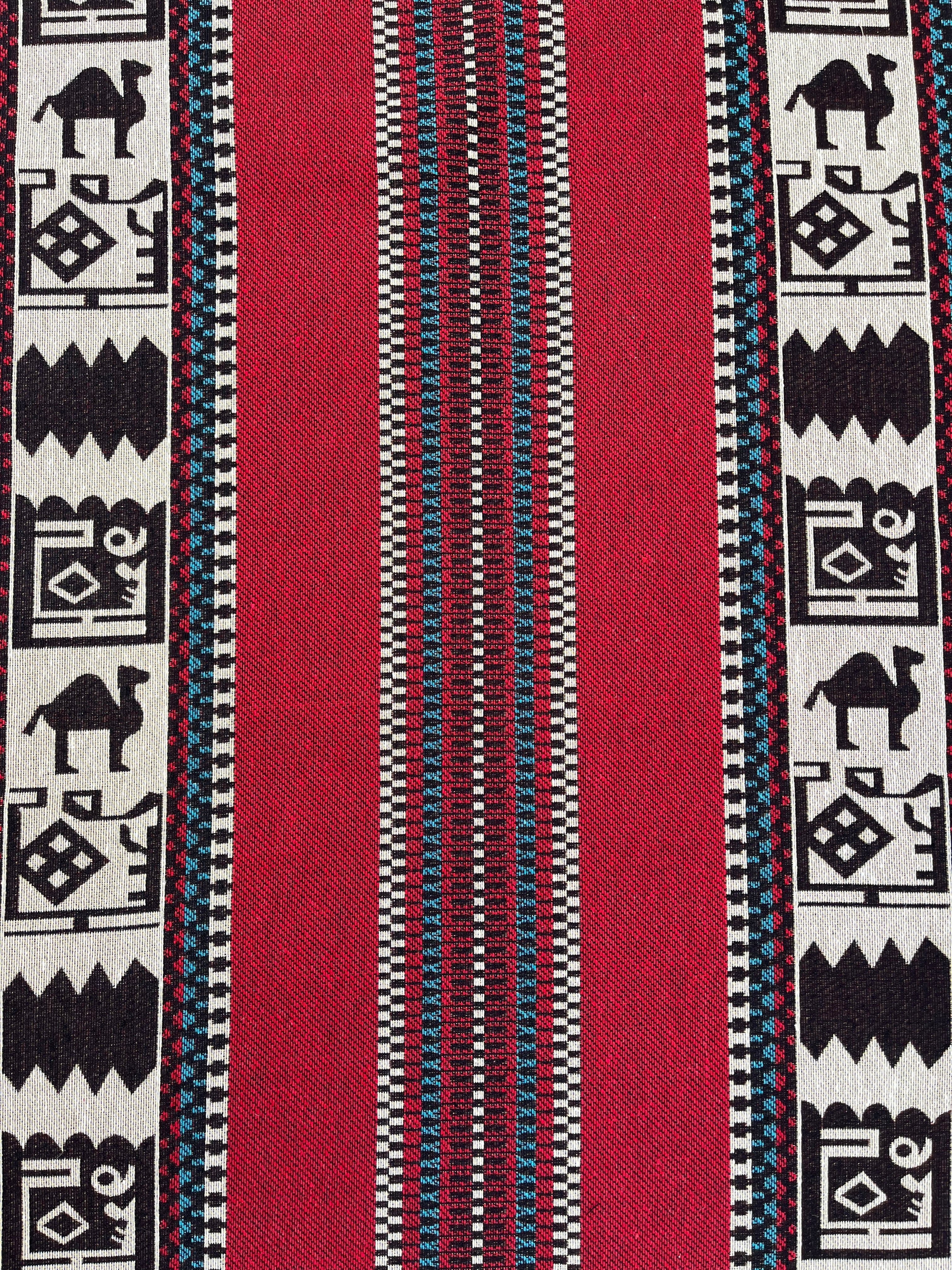 Ağır Ağırlık Kalın Jakarlı Pamuklu Kumaş Metre 400/m2 - Döşemelik Geleneksel Anadolu Etnik Desenli - Döşemelik Kumaşlar. %70 Pamuk %30 Polyester - 140 cm Genişlik. Halı Dokuma Mavi, Kırmızı, Sarı, Siyah Çok Renkli Seçenekler
