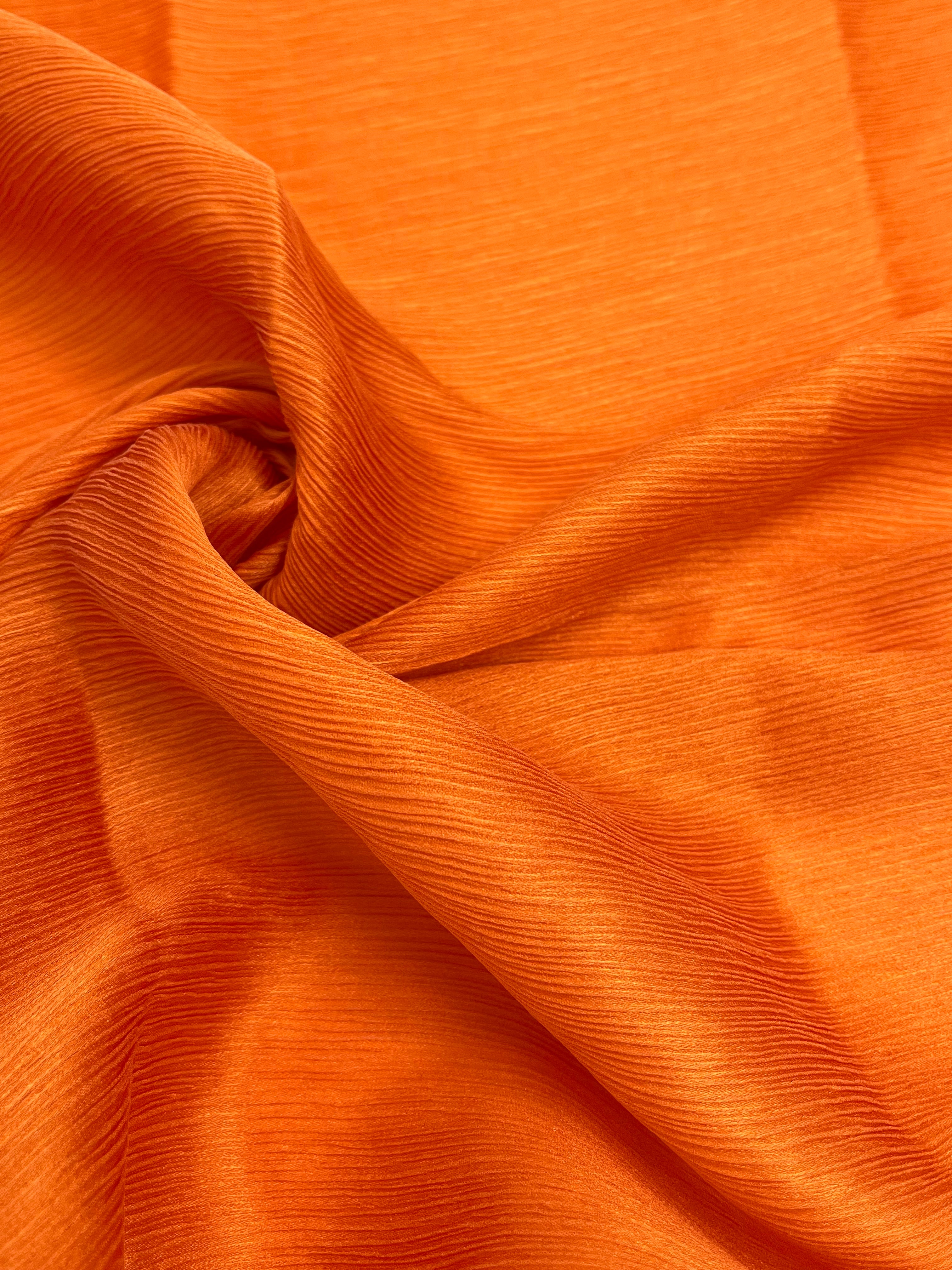 Orange Colour Silk By The Yard, Crinkle Silk.