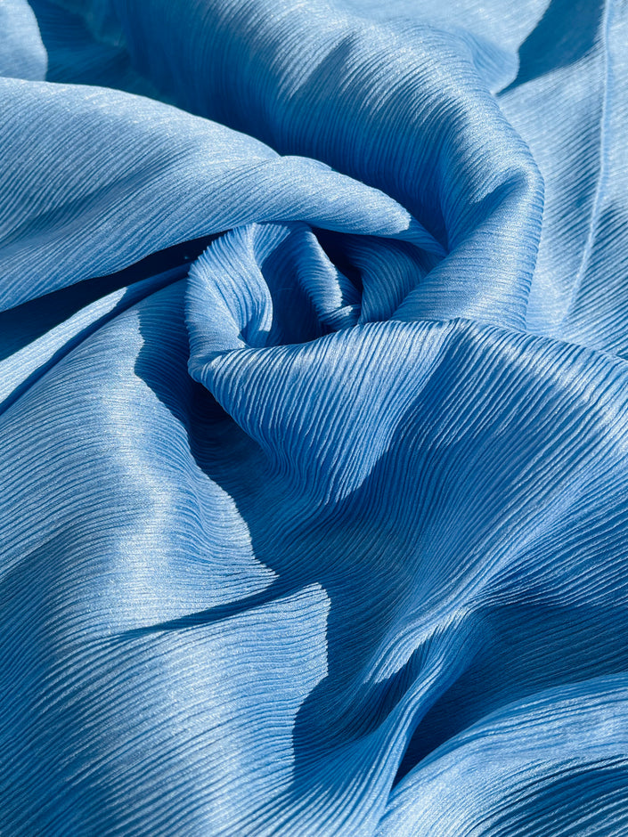 Light Blue, Silk By The Yard, Natural Silk Crinkle.