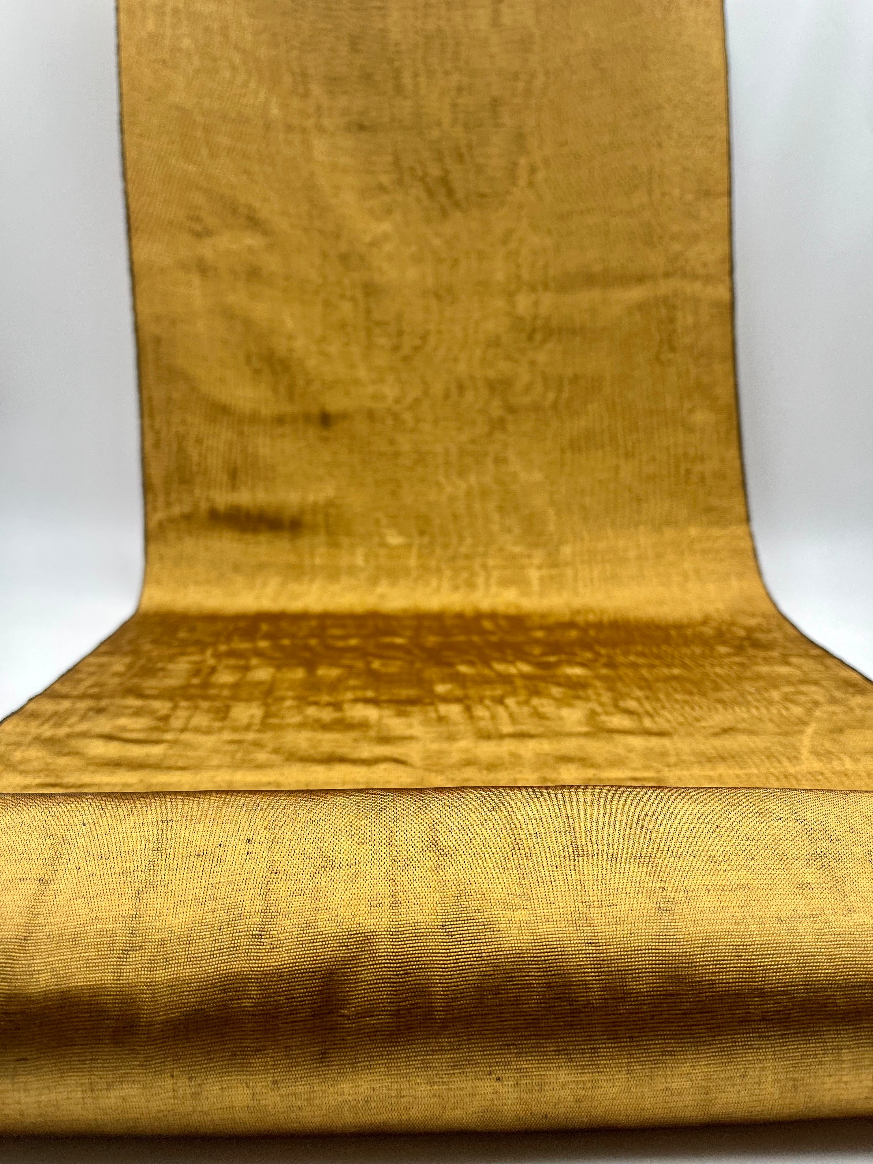 Gold Colour Silk Moire Home Textile Interior Fabrics, Watermark Pattern.