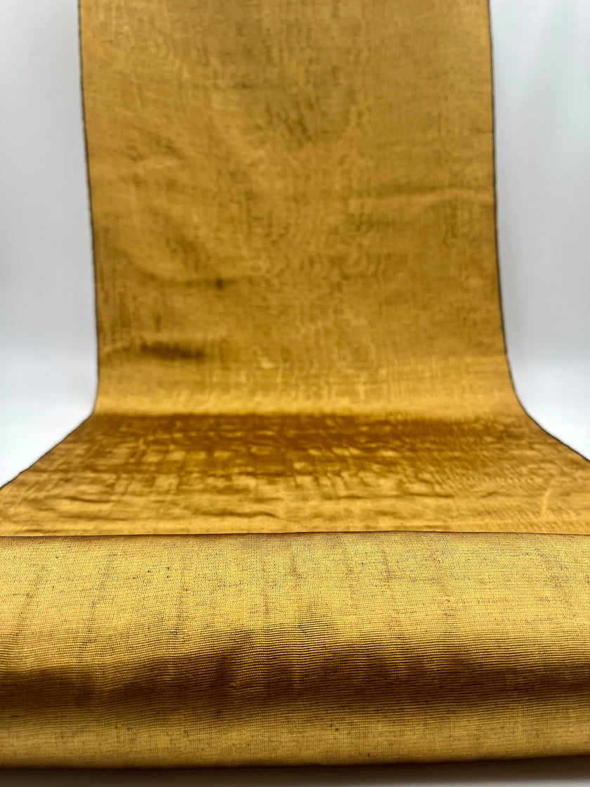 Gold Colour Silk Moire Home Textile Interior Fabrics, Watermark Pattern.
