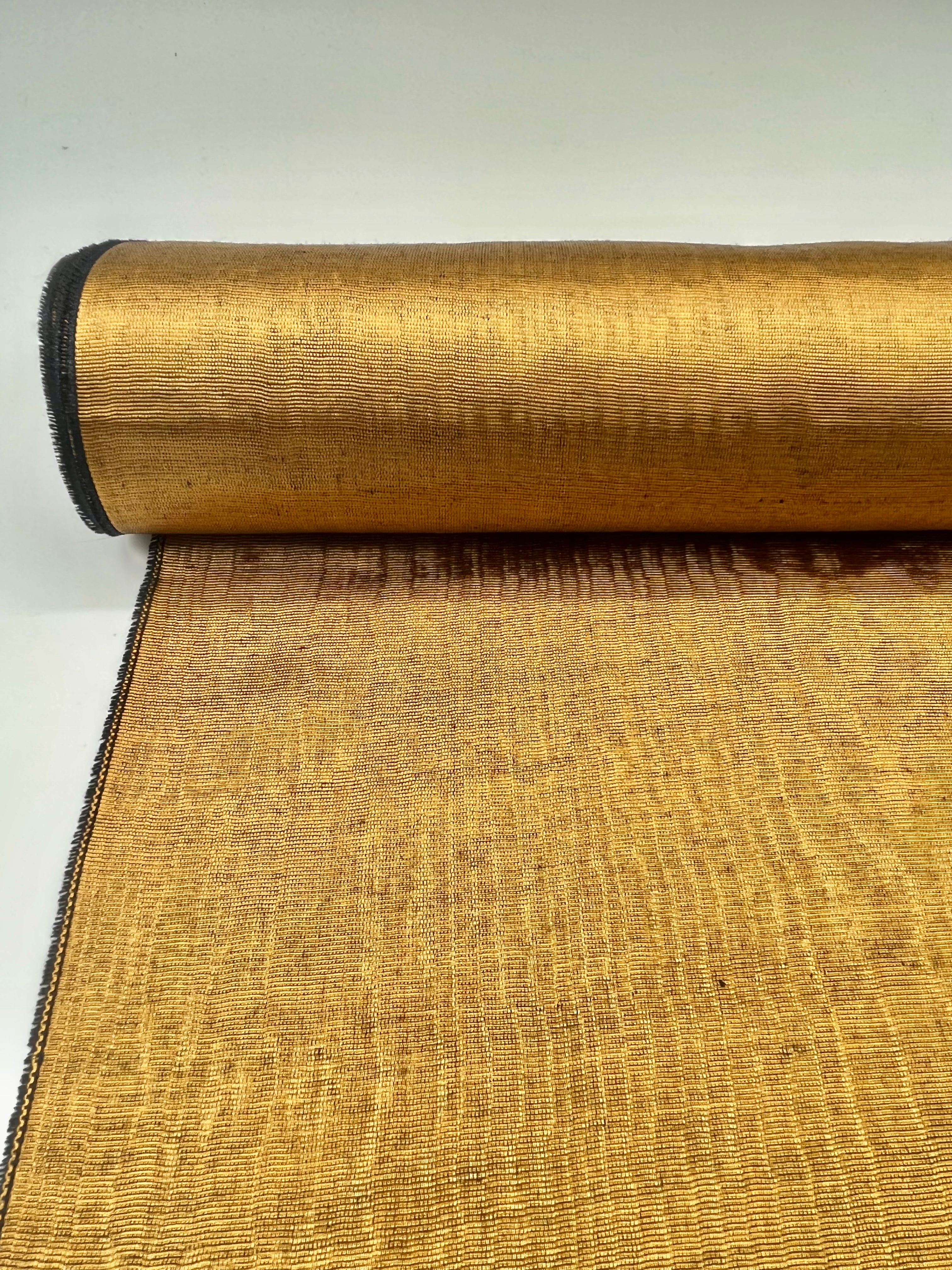 Gold Colour Silk Moire Home Textile Interior Fabrics, Watermark Pattern.