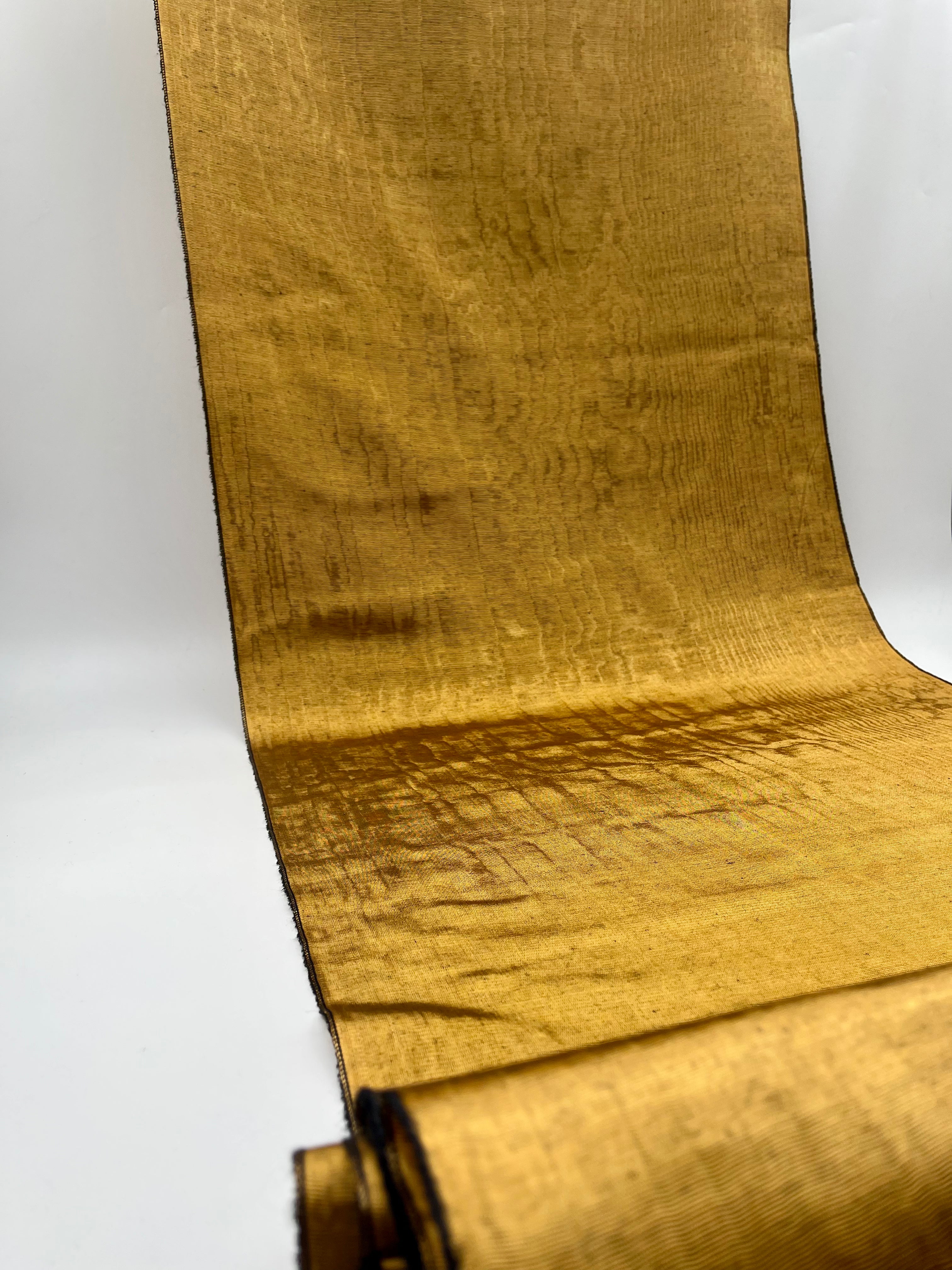 Gold Colour Silk Moire Home Textile Interior Fabrics, Watermark Pattern.