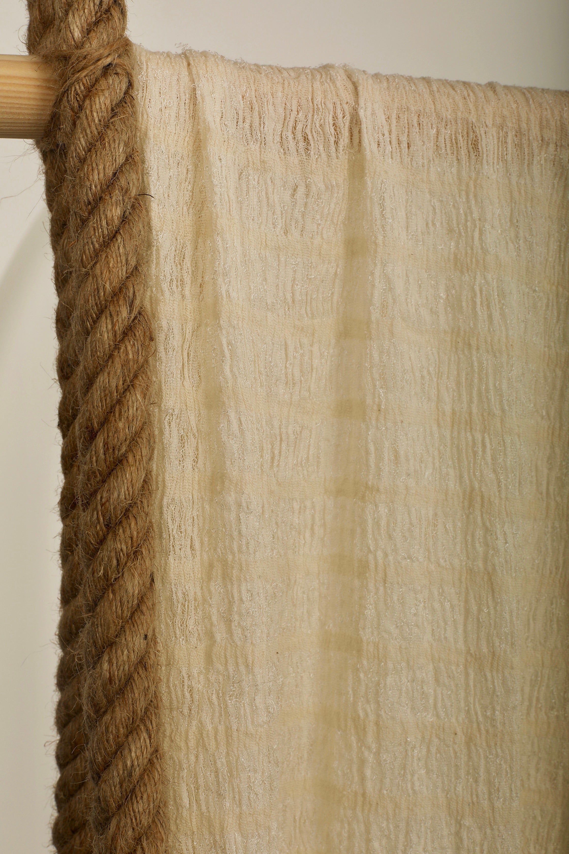 Undyed Textured Cotton Crinkle Fabric Gauze, Sheer & Stretchy.