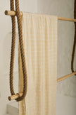 Neutral Textured Cotton Stretchy Crinkle Fabric.