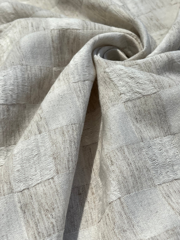 Natural Check Pattern Hemp-Cotton Fabric – 210 GSM