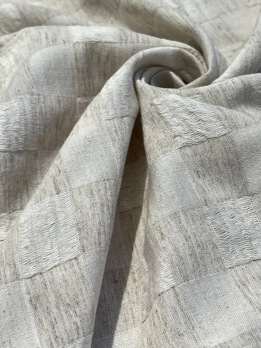 Natural Check Pattern Hemp-Cotton Fabric – 210 GSM