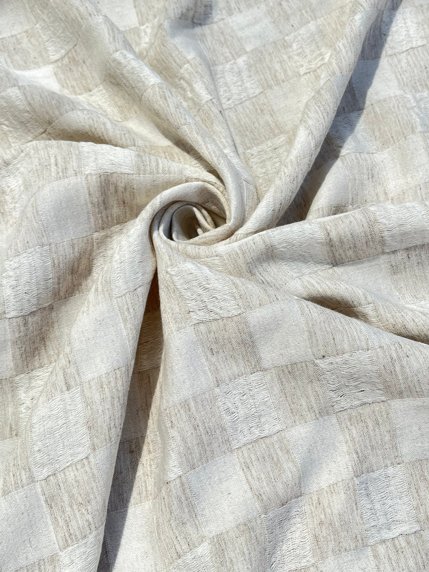 Natural Check Pattern Hemp-Cotton Fabric – 210 GSM