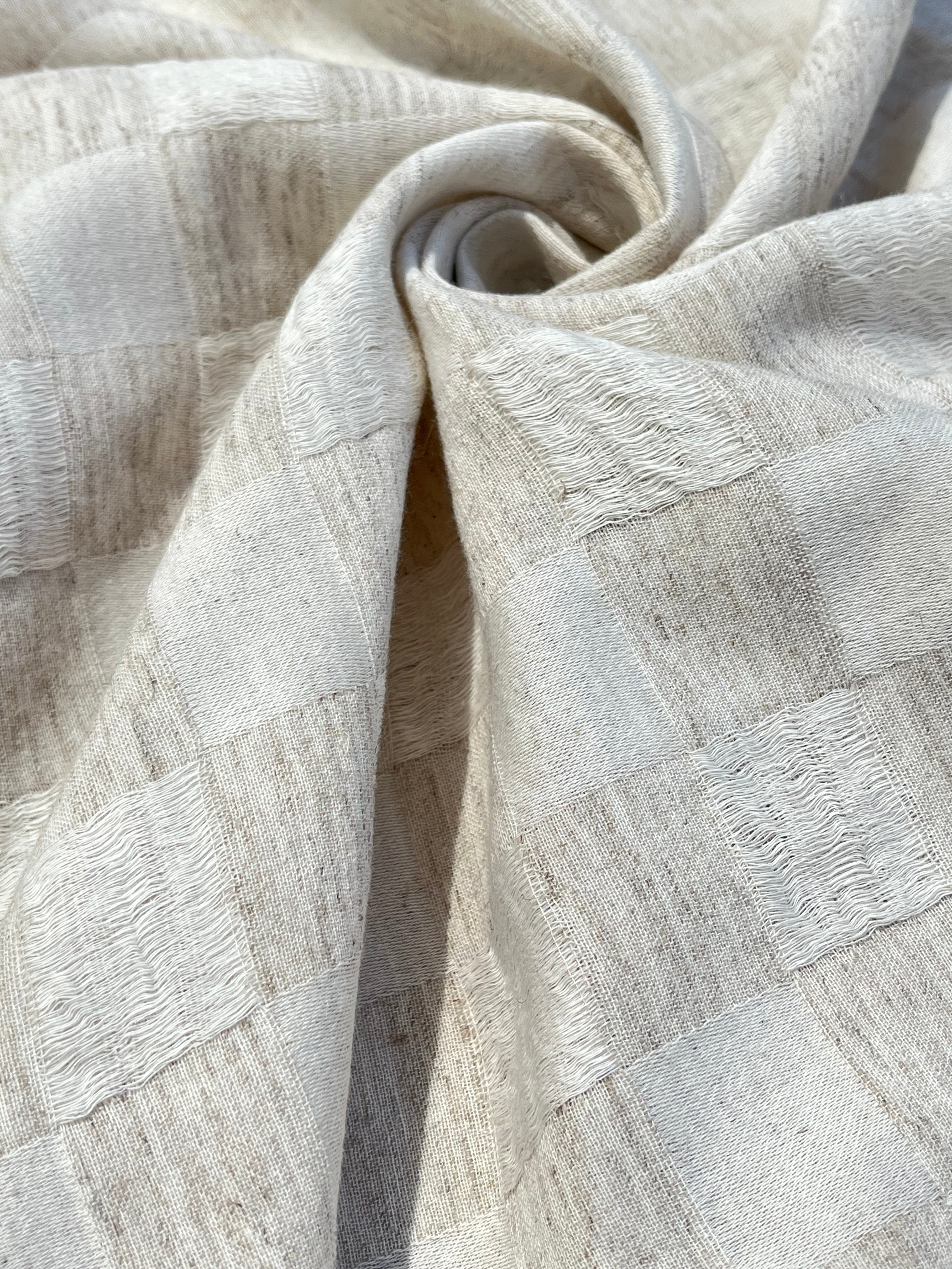 Natural Check Pattern Hemp-Cotton Fabric – 210 GSM