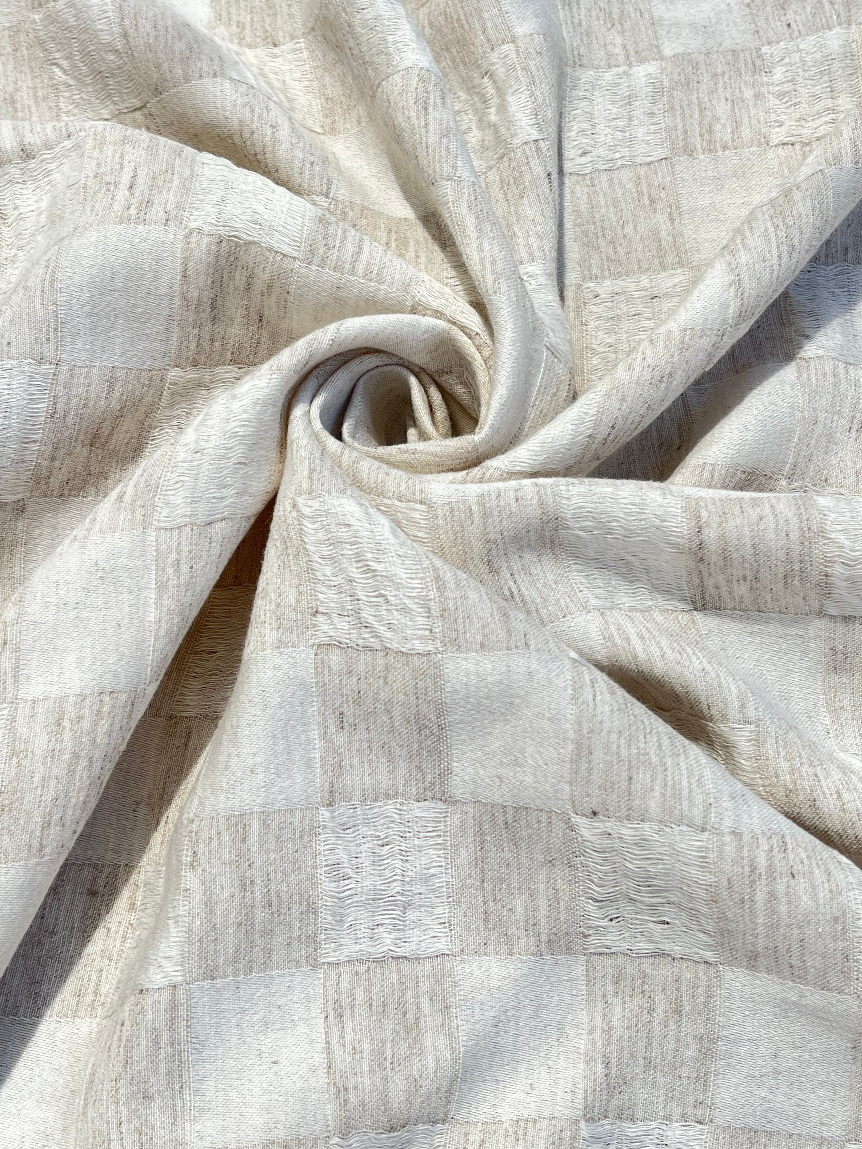 Natural Check Pattern Hemp-Cotton Fabric – 210 GSM